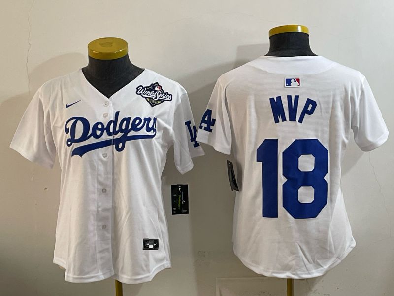 Women Los Angeles Dodgers #18 Mvp White Game 2026 Nike MLB Jersey style 03